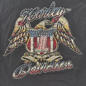 VINTAGE Harley-Davidson Black Sleeveless V-Neck Shirt/Vest